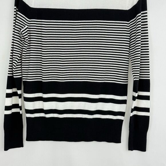 Lands End Womens Nautical Striped Cardigan Small Black White 100% Supima Cotton - Picture 10 of 16